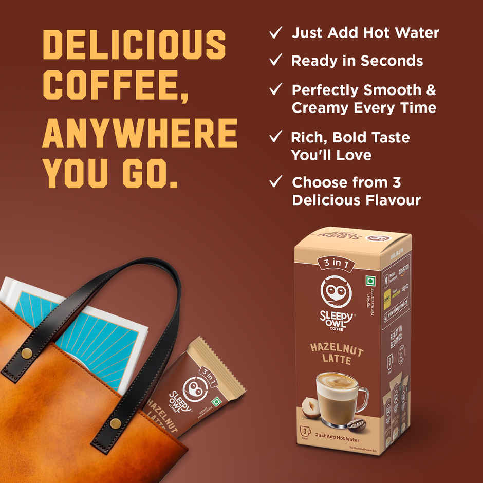 Sleepy Owl Hazelnut Latte Medium Roast Coffee Premix