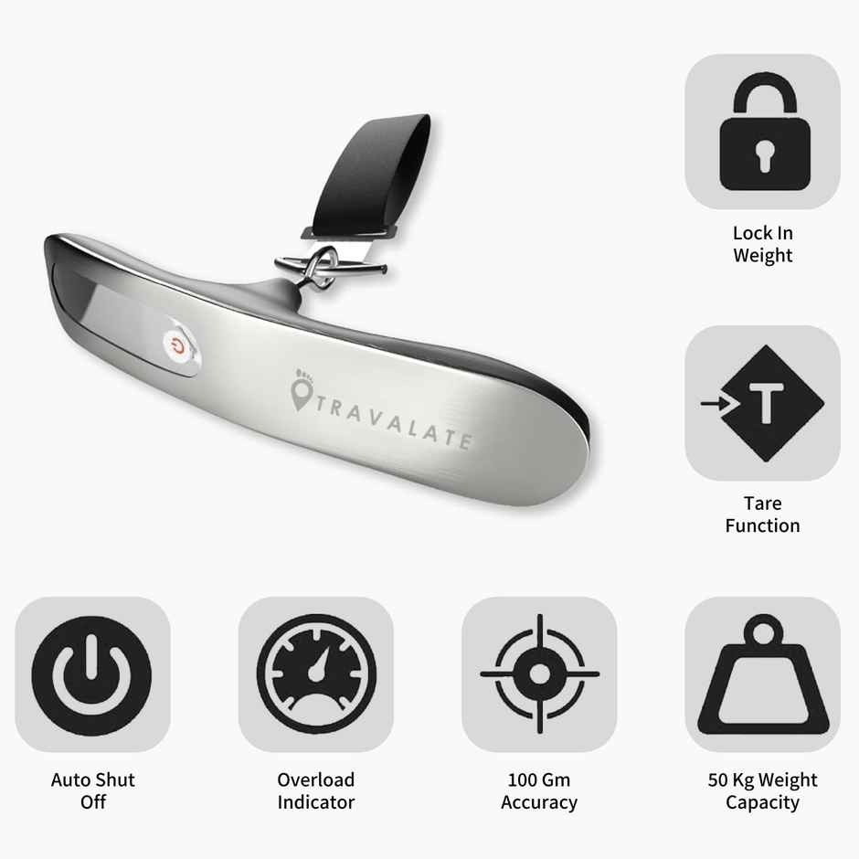 TRAVALATE Digital Luggage Weighing Scale with Backlit LCD Display Up to 50 kg Capacity