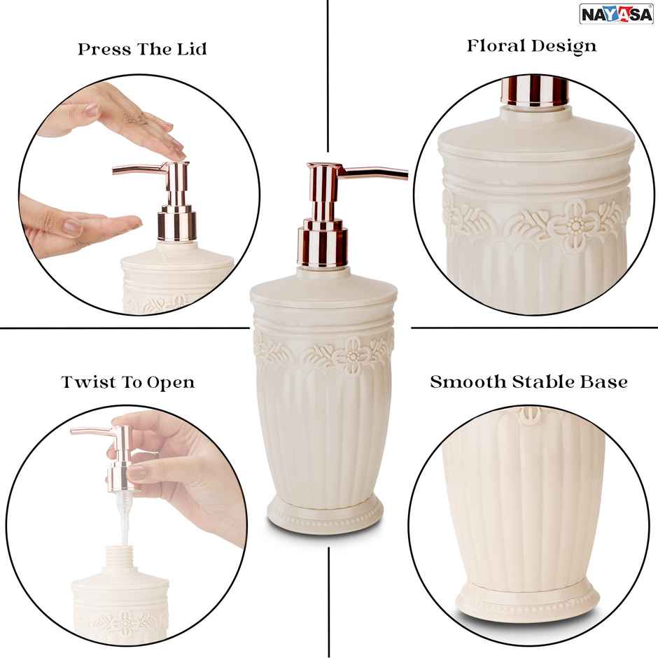 Nayasa Bianca Plastic Soap Dispenser for Kitchen & Bathroom | Beige