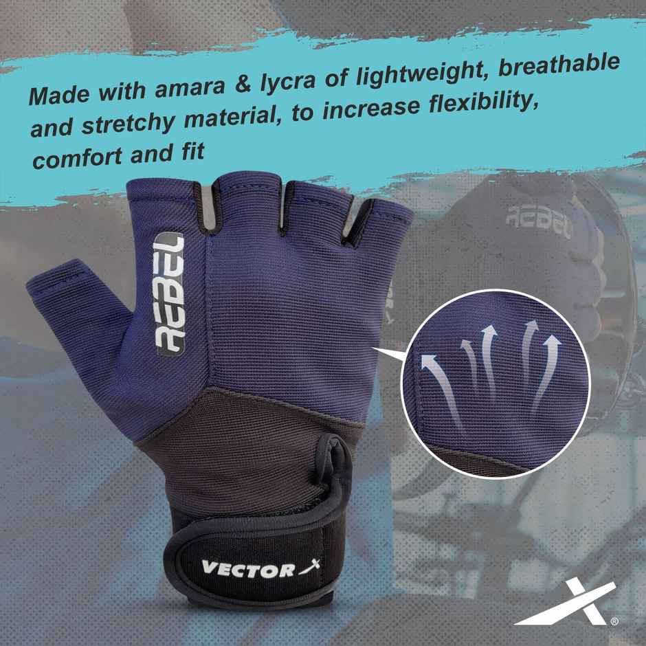 Vector X Rebel Unisex Workout Weight Lifting Gloves For Men And Women, Size- Large (Colour May Vary)