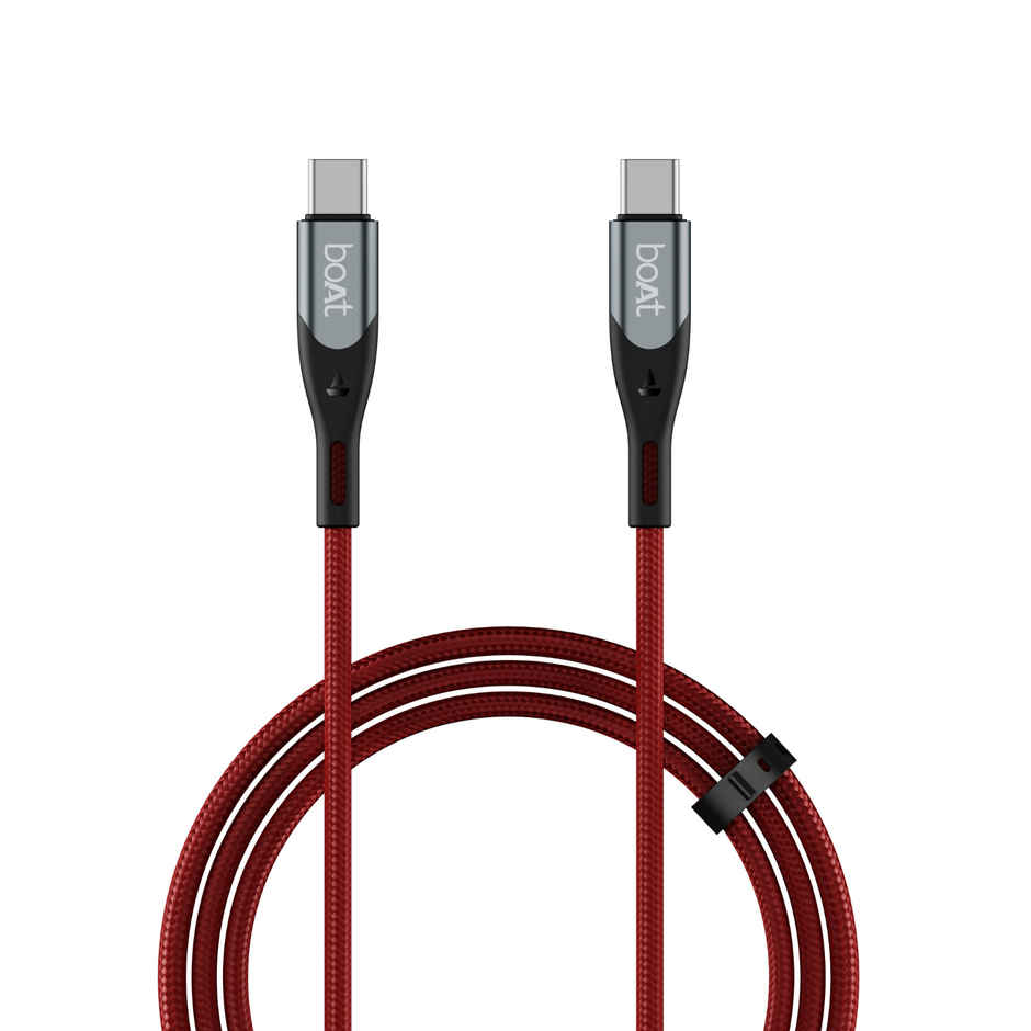 boAt Type C to C 100W Cable w/480 Mbps Data Sync and 100W PD, PPS AND QC support.| Martian Red