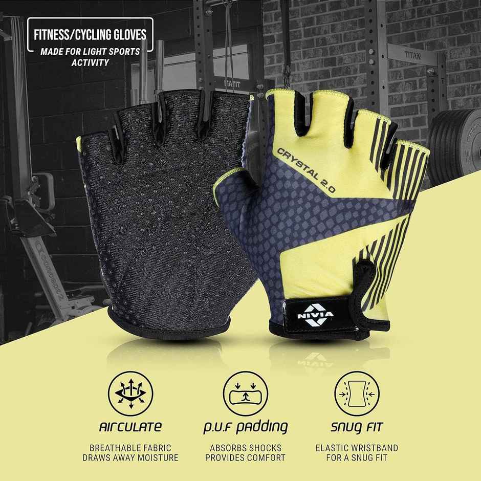 Nivia Crystal 2.0 With Strap Spandex Gym Gloves (L)