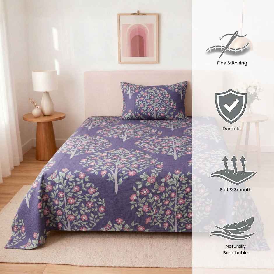 Status Crown Superfine Microfiber Single Bedsheet | Royal Grid | 150 x 220 cm