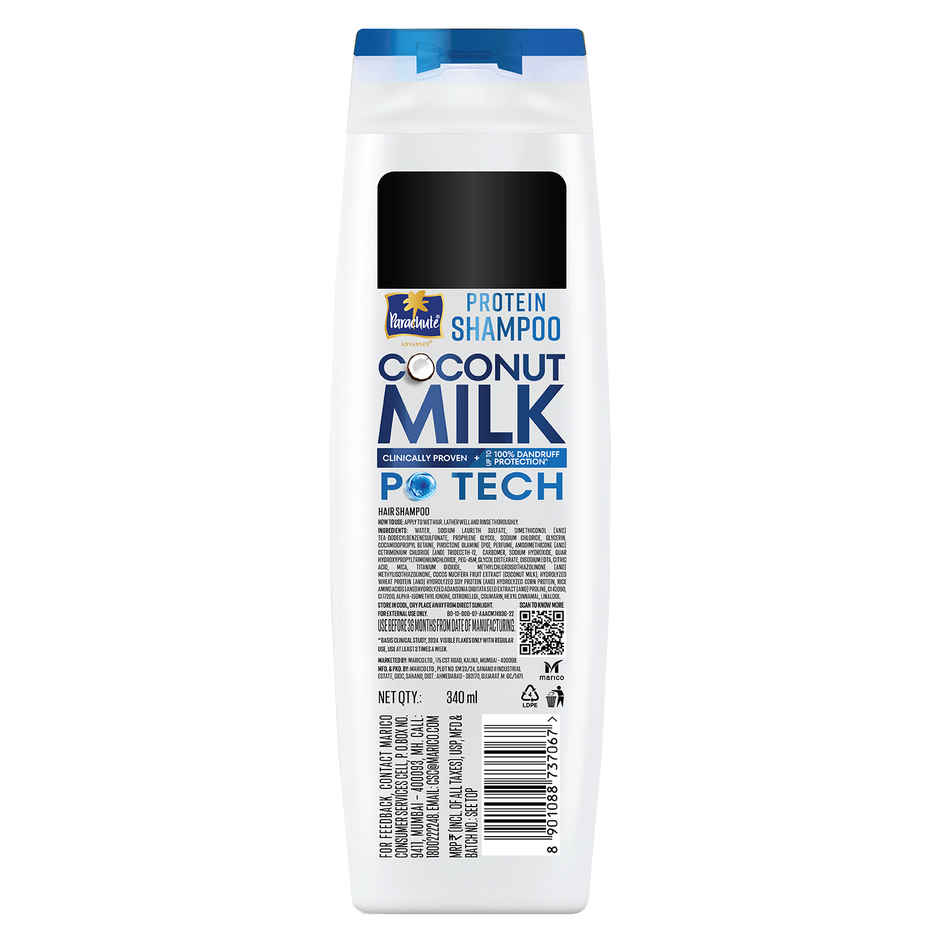 Parachute Advansed Anti-Dandruff Shampoo | Up to 100% Dandruff protection | Coconut Milk & PO Tech