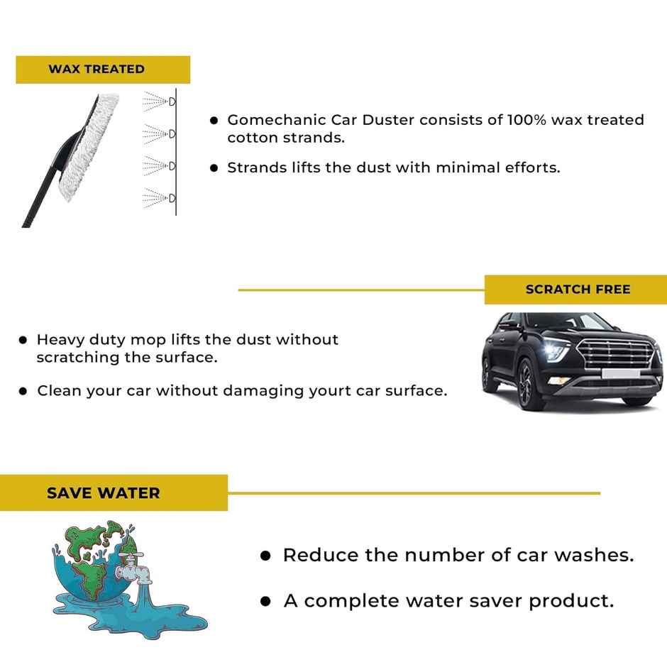 Gomechanic Cleaning Brush With Super Soft Microfiber Duster With Handle For Exterior & Interior