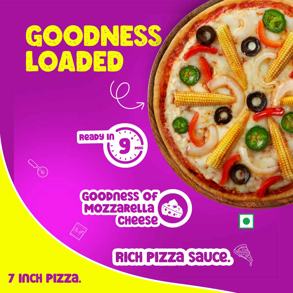 HyFun Garden Fresh Pizza | Thin Crust Base, Cheesy Snack | Frozen