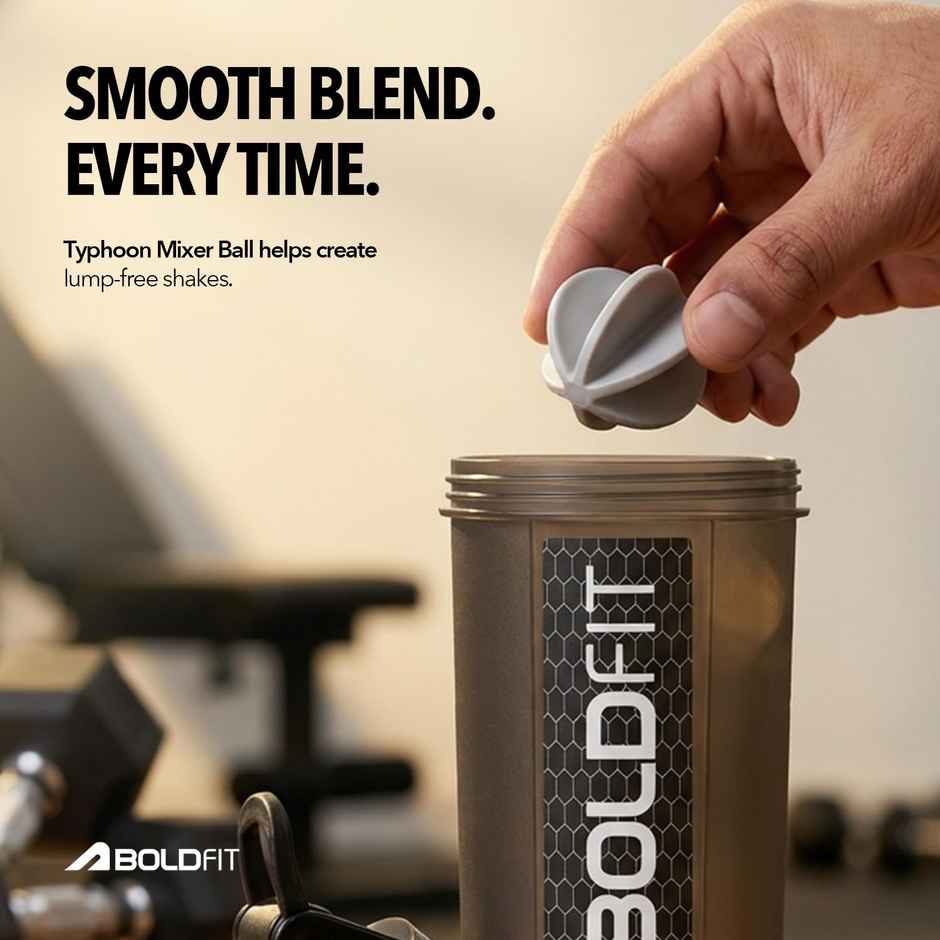 Boldfit Gym Typhoon Shaker Bottle | 700 ml | 100% Leakproof | Black