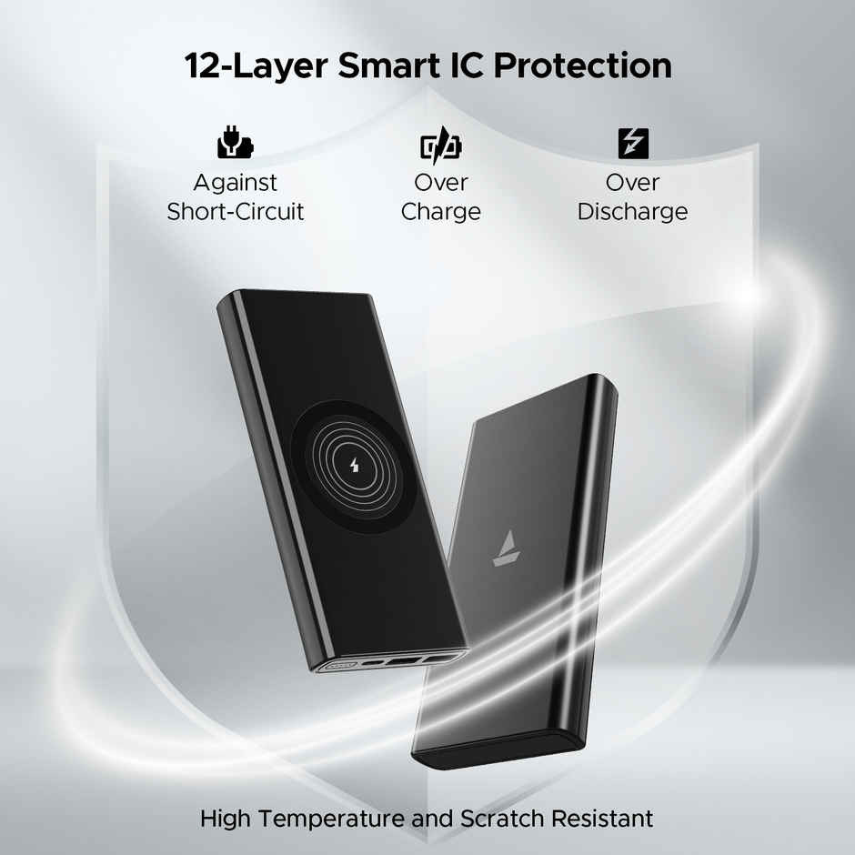 boAt 10000 mAh Wireless Power Bank w/ 15W Wireless Charging - PB310 Wireless Pro (Carbon Black)