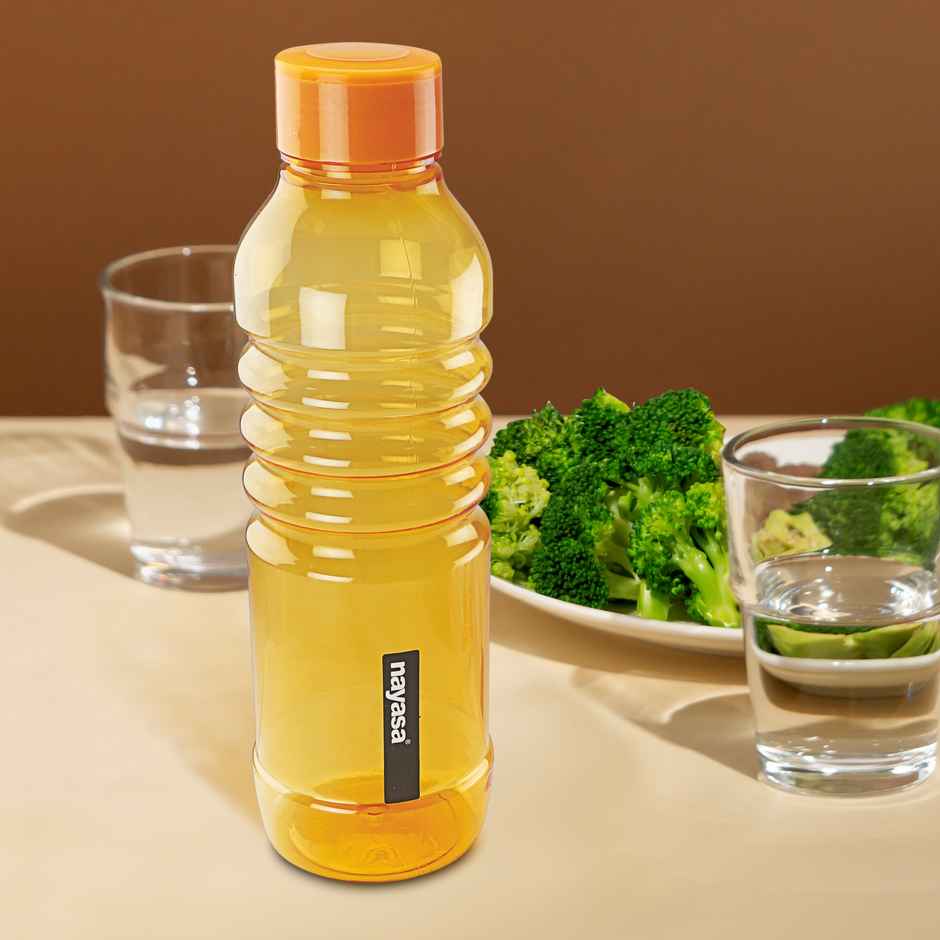 Nayasa Bumpy Bottle | Pet Fridge Bottle | BPA Free | Rust Free | Orange - 1 L