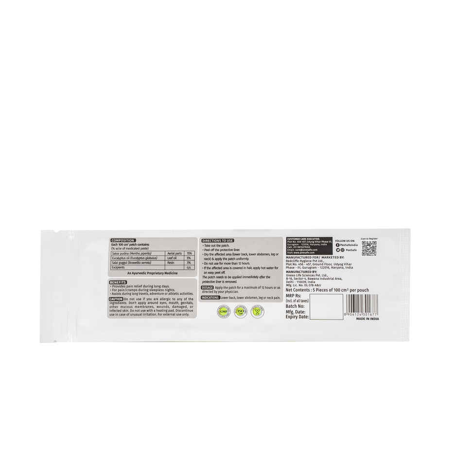 Pee Safe Herbal Pain Relief Patch | Instant Relief from Cramps & Muscular Pain