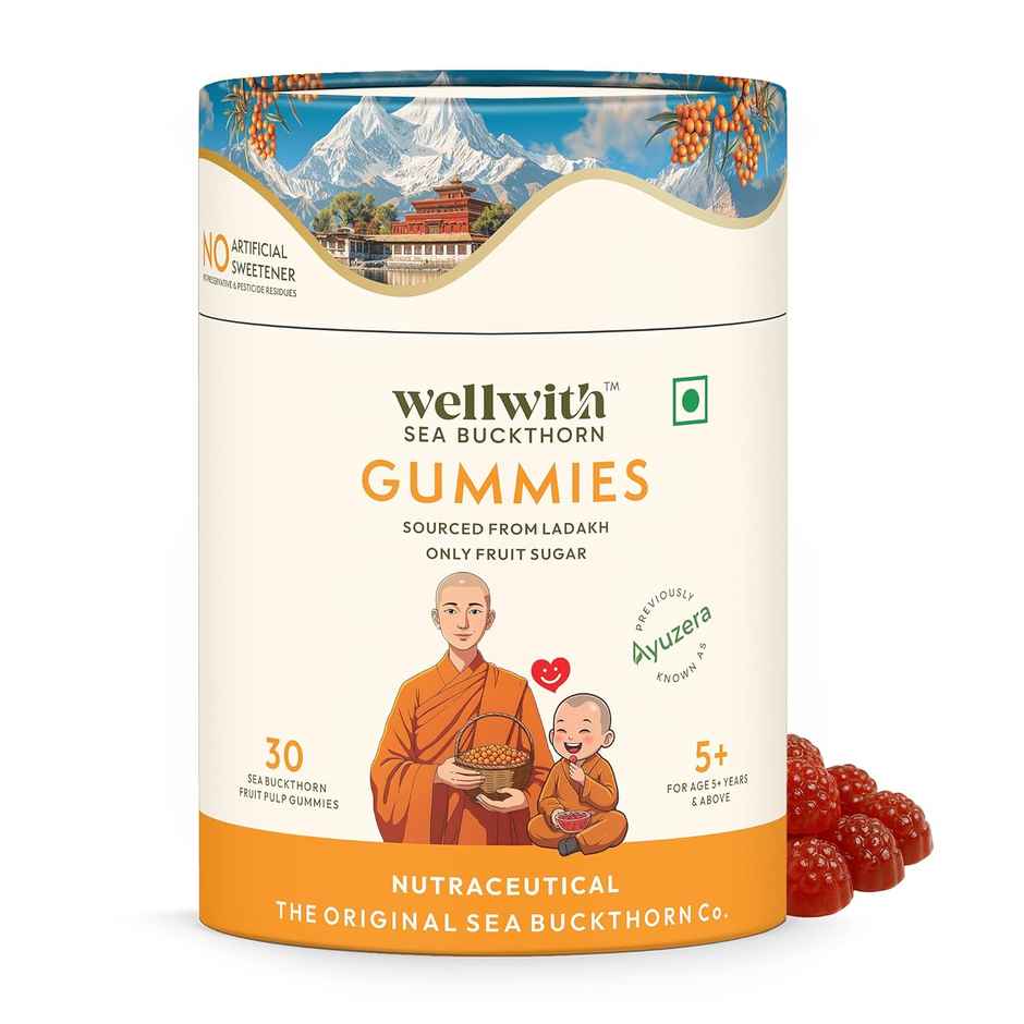 Wellwith Sea Buckthorn Gummies for Kids & Adults | Vitamin C Rich | Multivitamin Supplement | Immunity