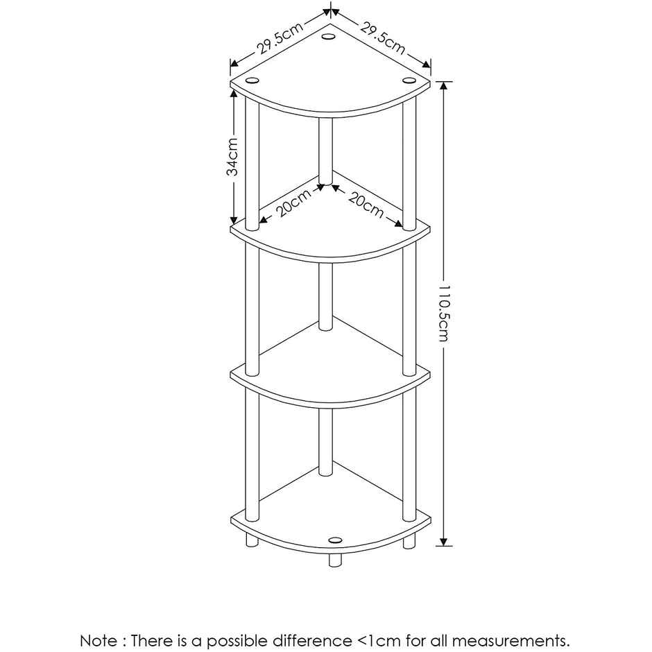Arlavya Engineered Wood 4 Tier Corner Shelf and racks,Floor Standing with plastic stands - Grey
