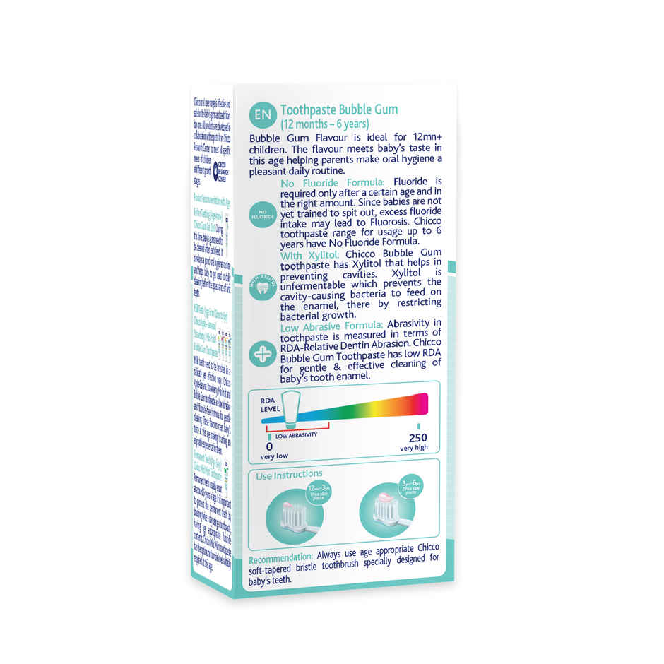 Chicco Toothpaste | Bubblegum | 1-6Y | No Fluoride