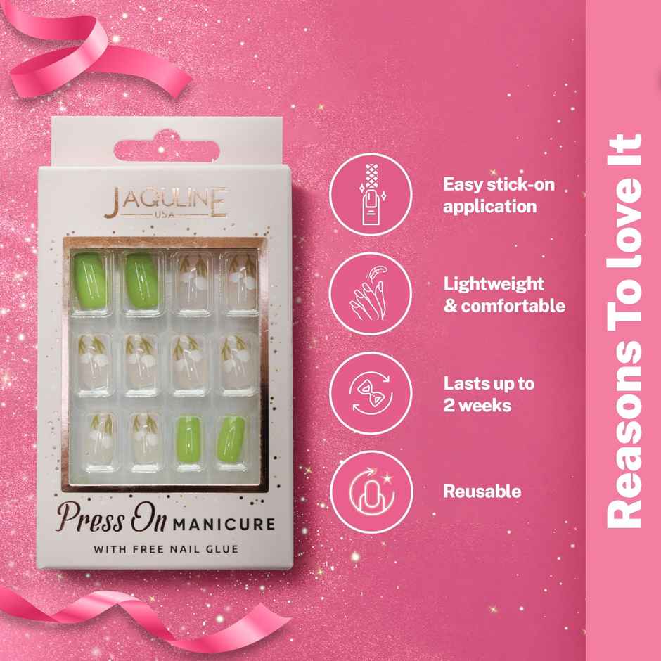 Jaquline USA Pressonmanicure - Transparent and Green Shade