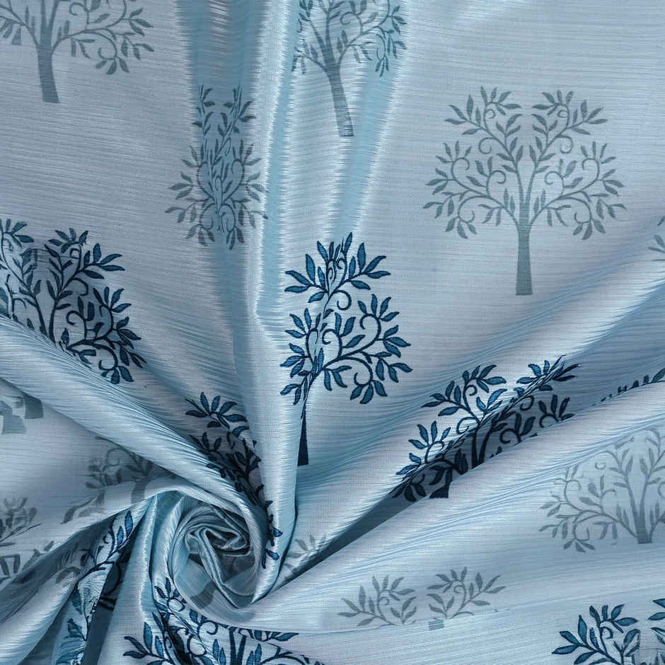 Cortina Polyster Printed Door Curtain 7Ft - Sky Blue