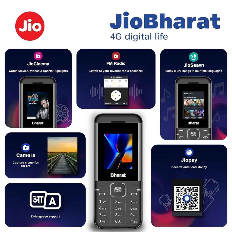 Jio Bharat K1 Karbonn 4G | Jio TV | Jio Cinema | Black & Grey