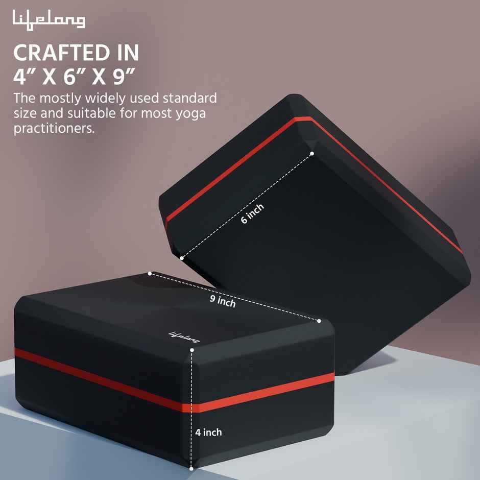 Lifelong Yoga Block EVA Dual Colour | Red and Black