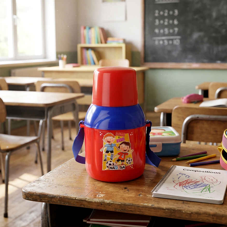Nayasa Nippy Insulated Inner Plastic Sipper Kids Water Bottle | BPA Free | Red - 350 ml