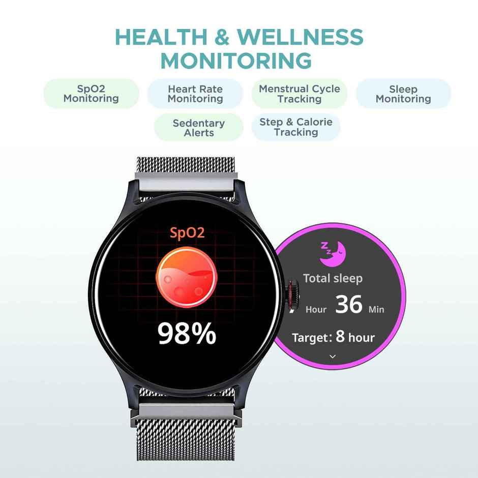 boAt Lunar Vista Smartwatch | 1.52" Display | Functional Crown - Metal Silver