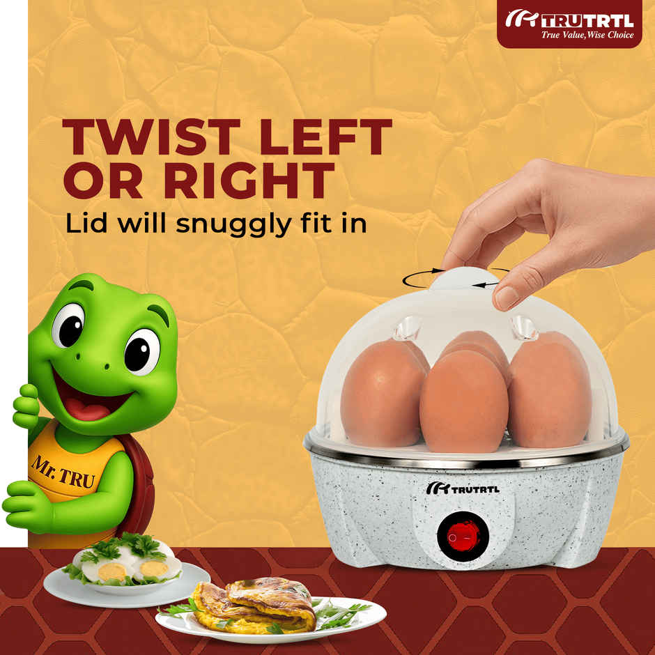 truTRTL Smart Instant Egg Boiler Machine 350 Watts, Boils Upto 7 Eggs, 414 ml, 3 Boiling mode, Automatic Shutt Off, Overheat Protection - Marble