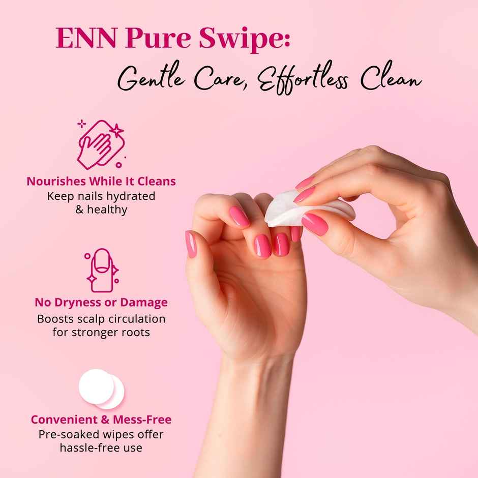 ENN Beauty Pureswipe Nail Remover Wipes Acetone Free Ghee and Vitamin E Biodegradable | Strawberry