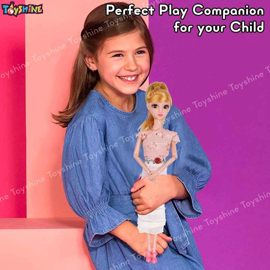 Toyshine Kally Fashion Doll with 3D Eyes | Folding Hands & Glitter Dress | Model C