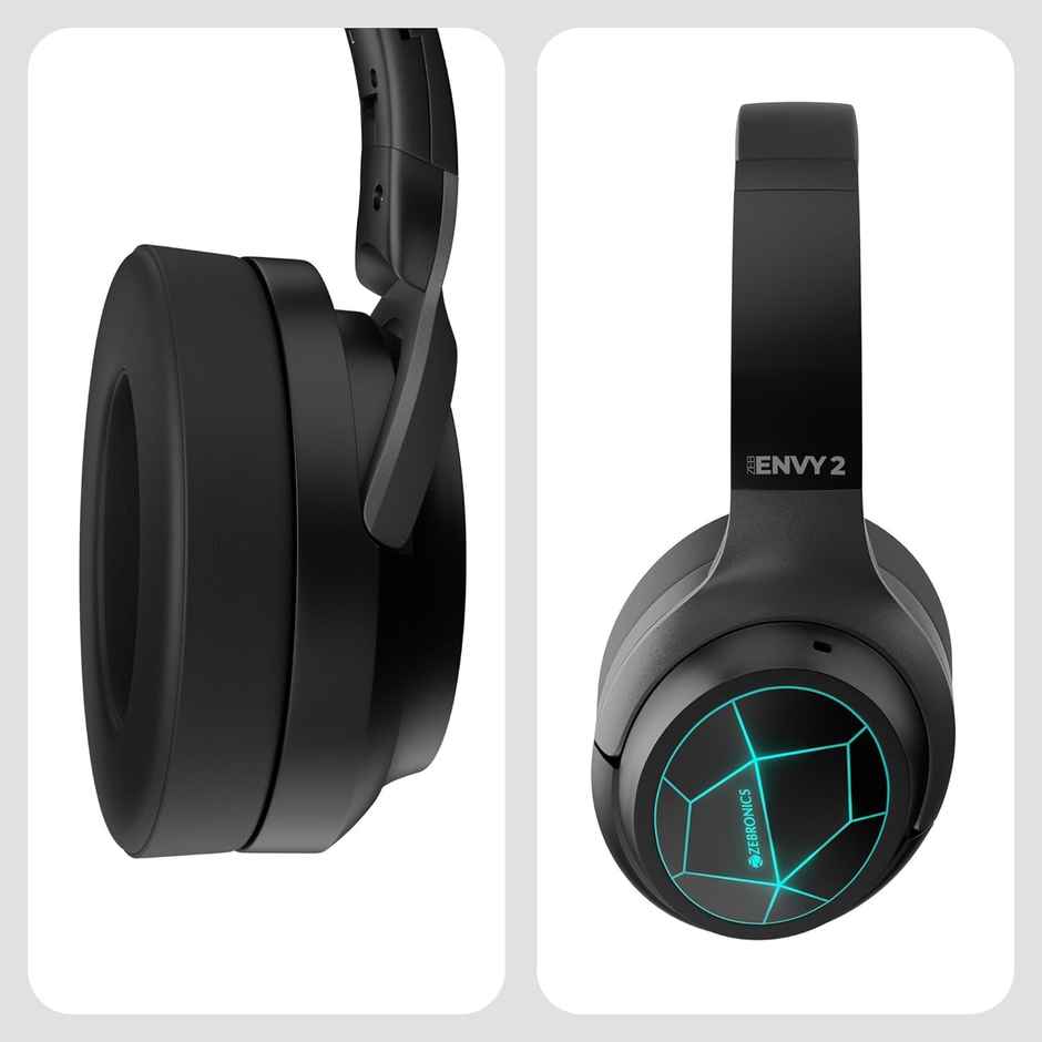 Zebronics Envy 2 | BT Headphone (BT v5.3) | ENC | 65* Hours Playback-Gaming Mode | Black