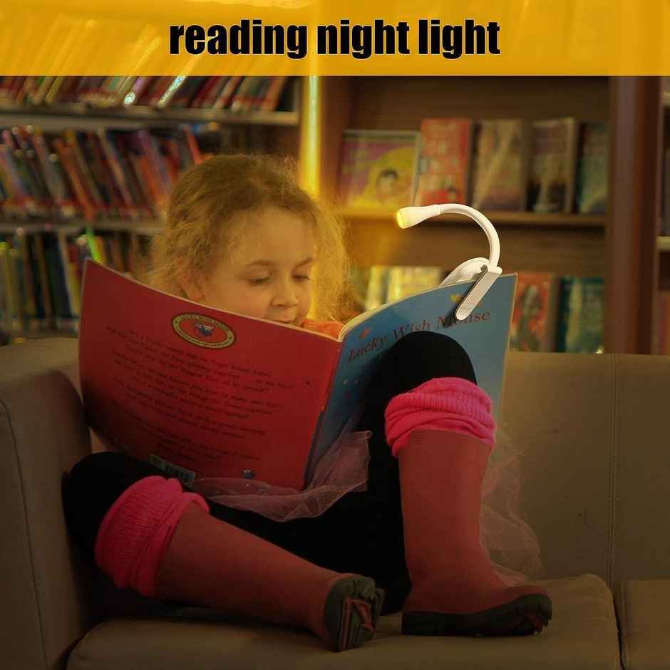 Desidiya Reading Light,Book Light for Night,Book Reading Specialty with Clip,USB Rechargeable,10D x 10W x 10H Centimeters,3 Modes,Portable,Eye Caring - White