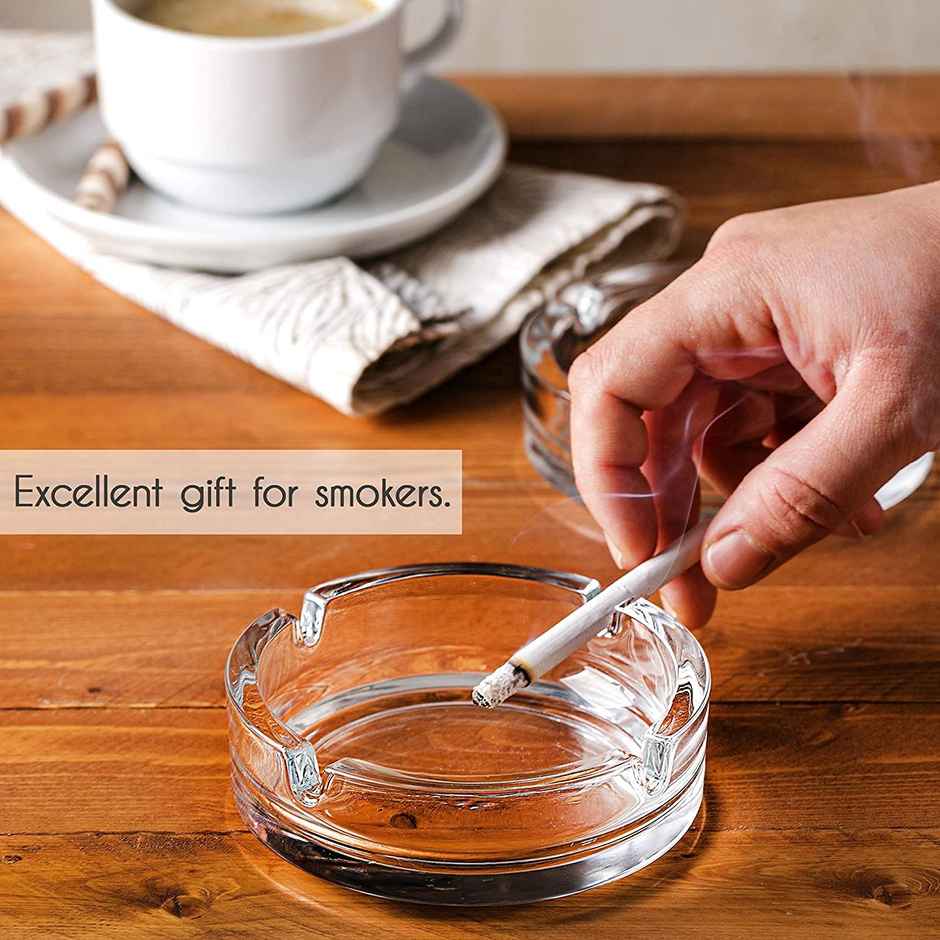 Capsicum Ash Tray Round Classic Transparent Crystal Glass