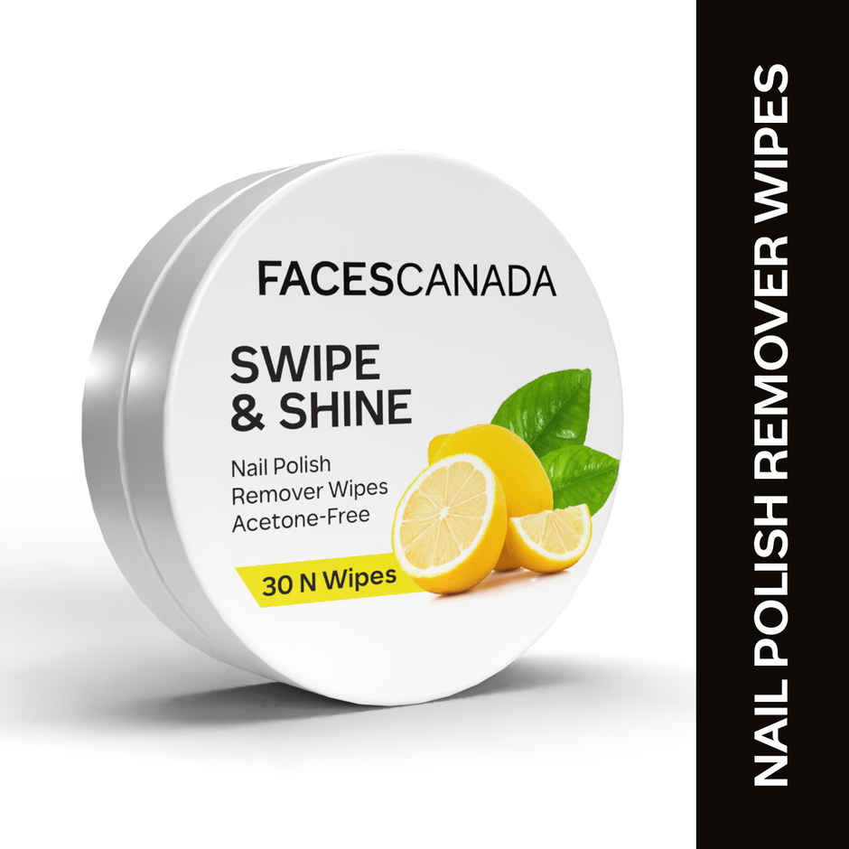 Faces Canada Swipe & Shine Nail Polish Remover Wipes | Quick & Effortless | Lemon