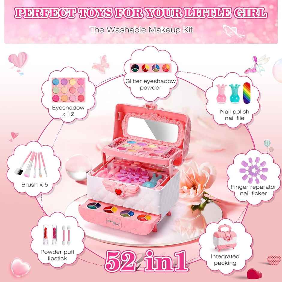 Kidology Kids Makeup Kit for Girl, Unicorn Toys for Girl Real Washable Makeup Girls Princess Play