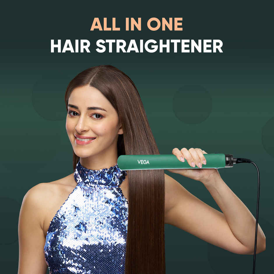 Vega Salon Smooth Hair Straightener for Women with Quick Heatup, 1 Year Warranty, Green (VHSH-42)