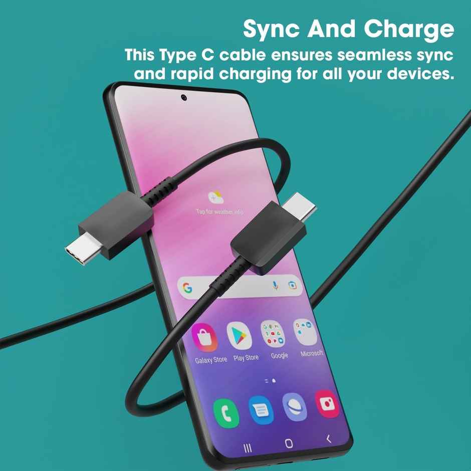 Sounce Samsung Type C to Type C Mobile Charging Cable | SuperFast Power Transfer, Black