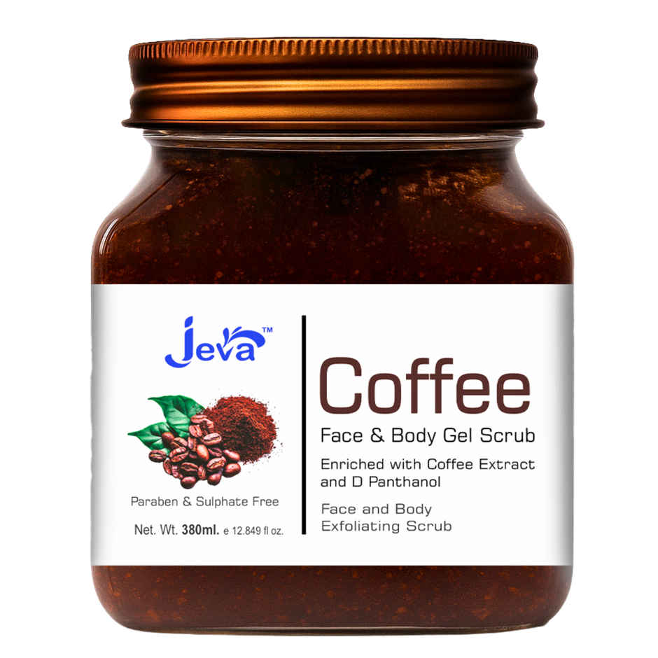 Jeva Coffee Face & Body Exfoliating Gel Scrub | Removes Dead Skin & Dullness