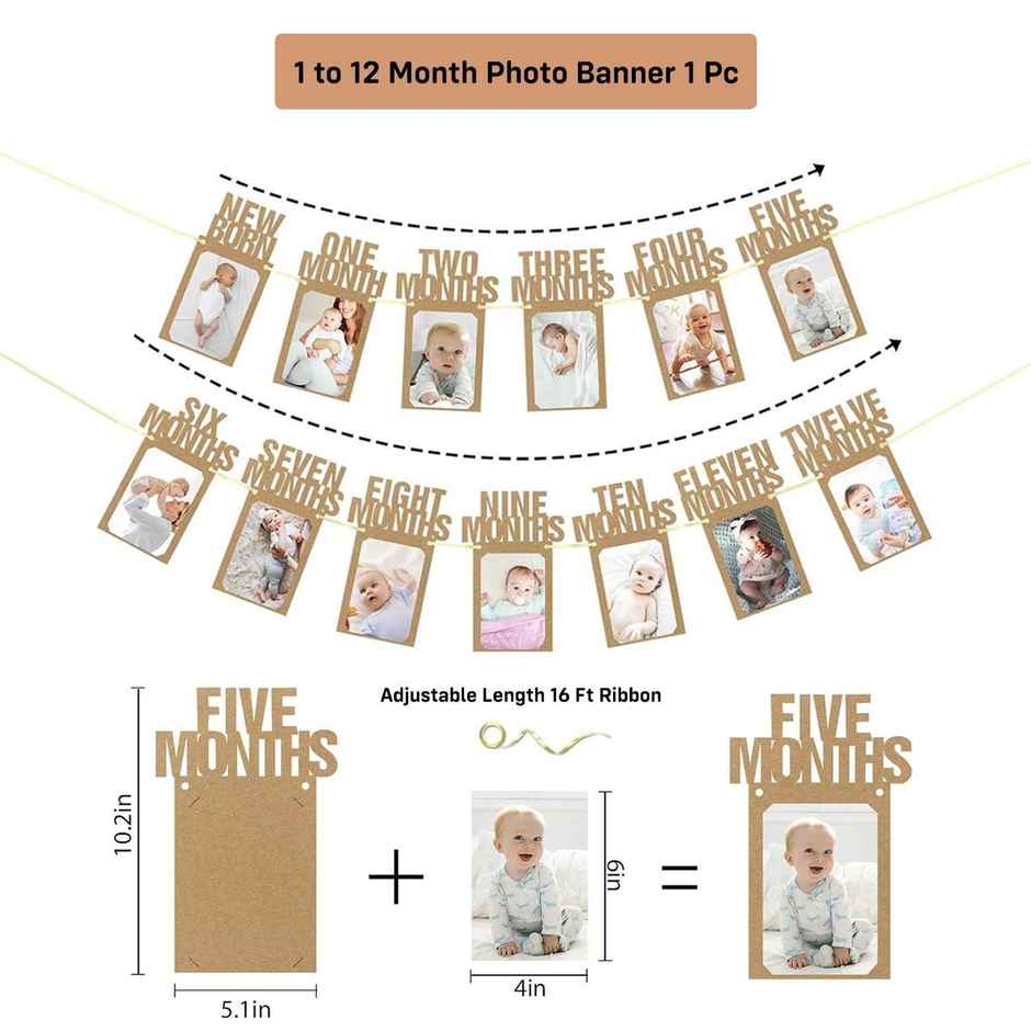 1-12 Month Old Baby Birthday Photo Banner | Party Propz