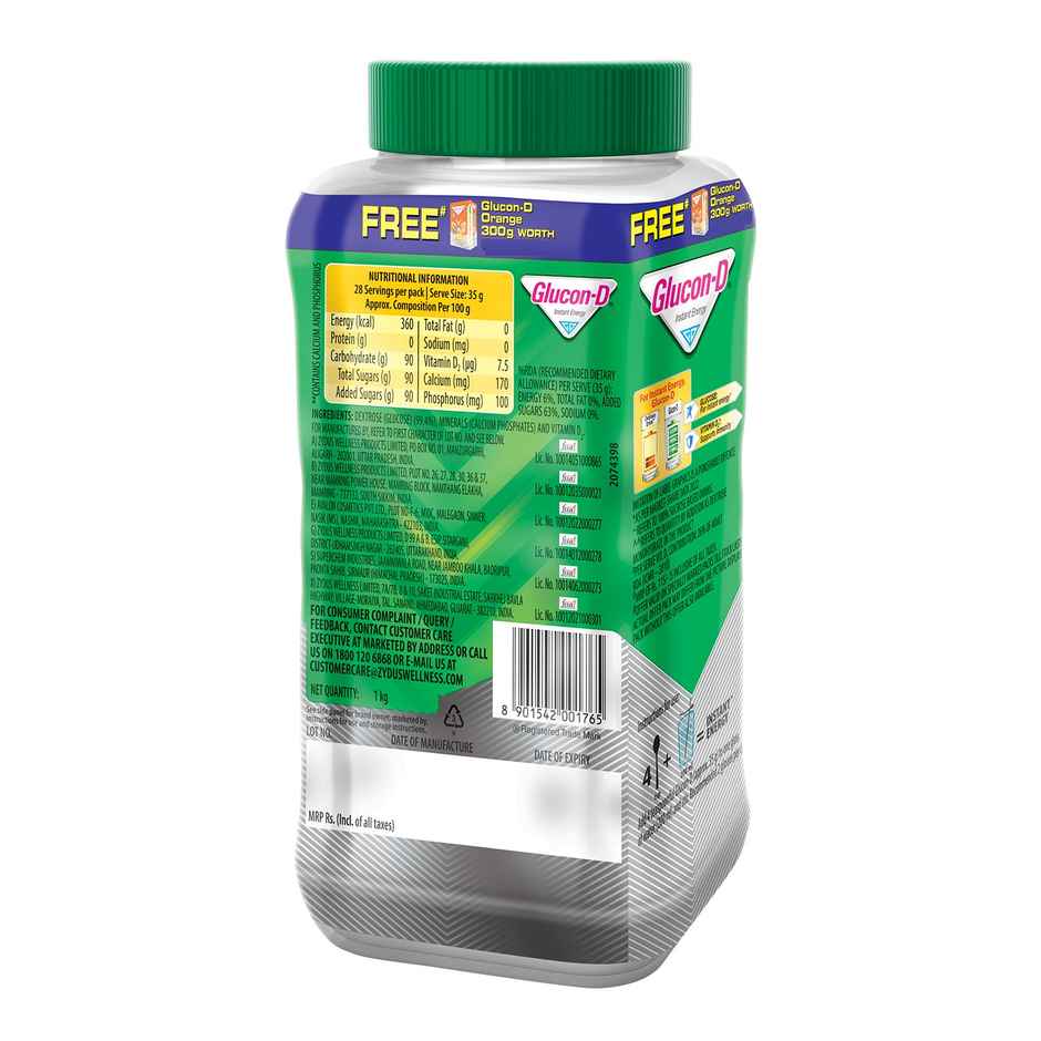 Glucon-D Regular Glucose Powder | Tangy Orange Free Refill | For Tasty Glucose Drink