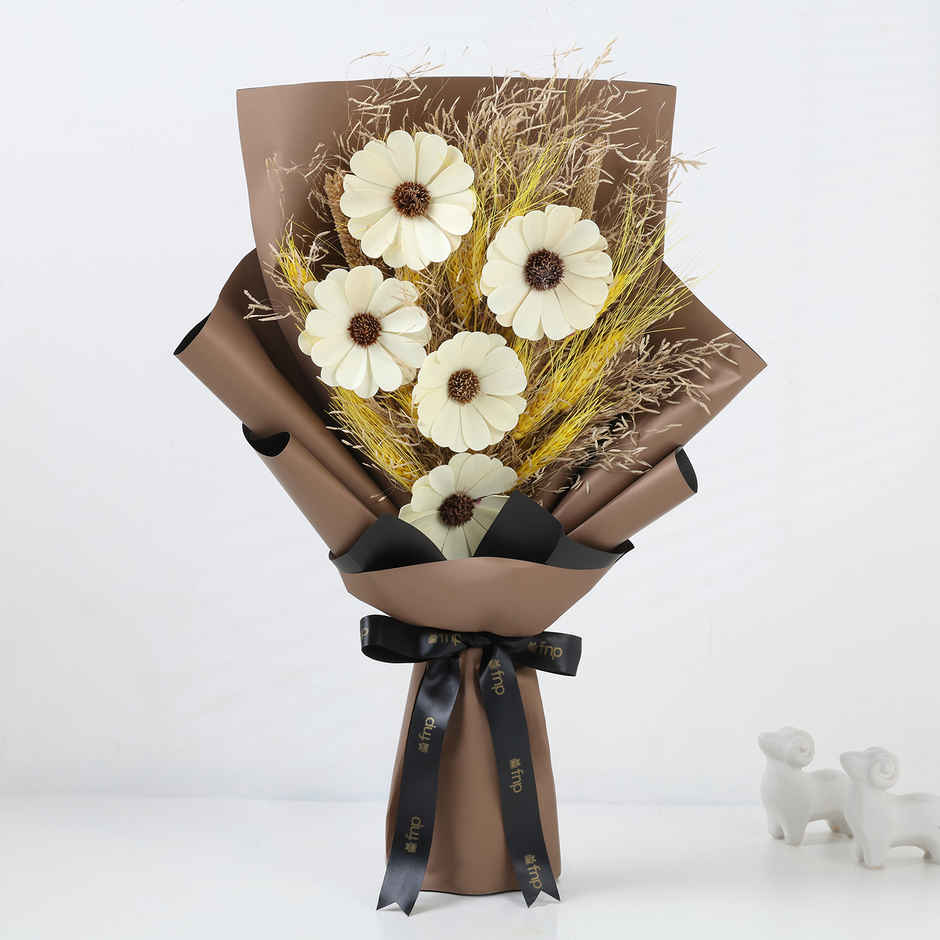 Soft Petal Shola Pith Flower Bouquet | Gift Set | FNP