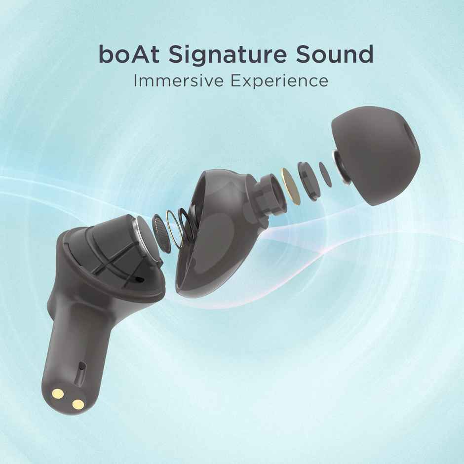 boAt Airdopes 393 ANC TWS Earbuds W/ 32db Hybrid ANC, Quad Mics With Enx Tech(Davy's Grey)