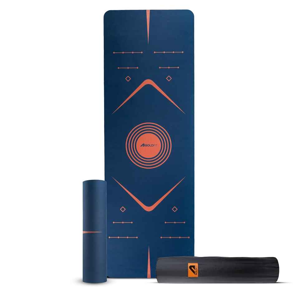 Boldfit Unisex Yoga Mat With Bag 6mm Alignment TPE Rubber Material Extra Thick - Nile