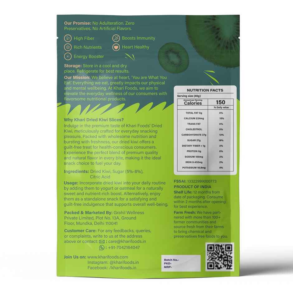 Khari Foods Dried Kiwi Fruit | On the go Snack