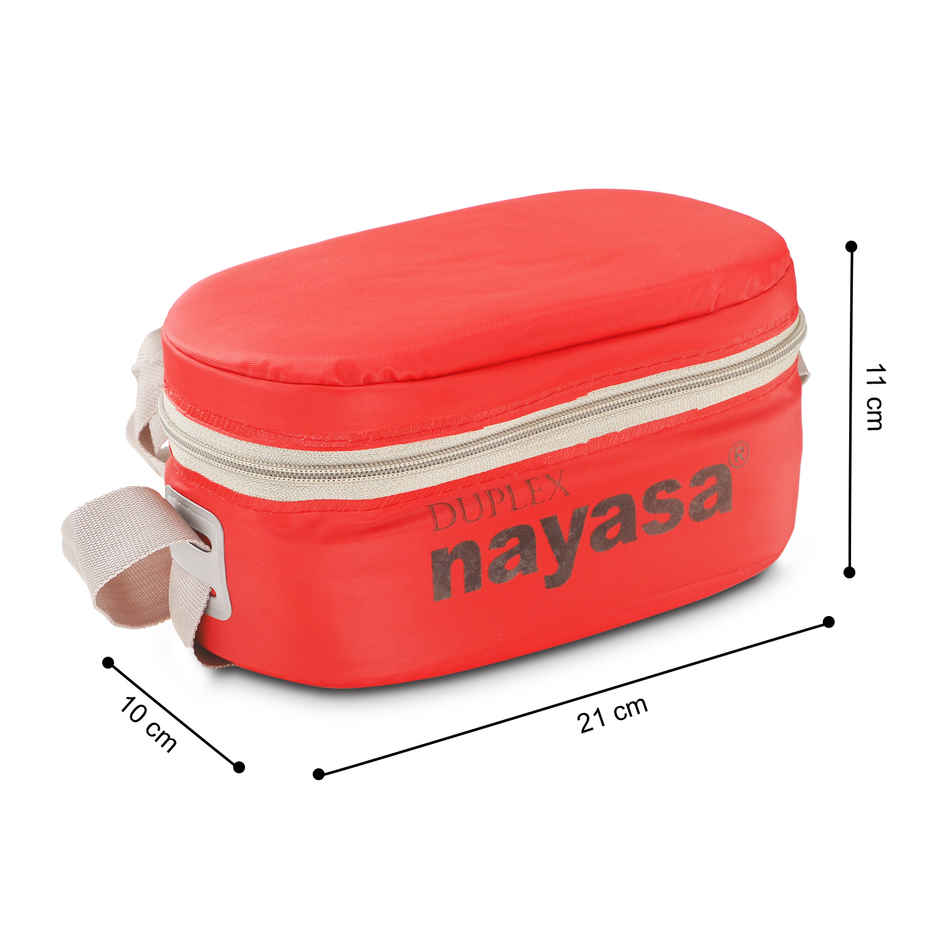 Nayasa Duplex Deluxe Stainless Steel Lunch Box Tiffin with Insulated Bag | Red