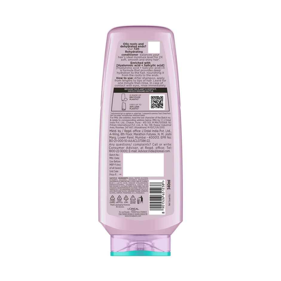 L'Oreal Paris Hyaluron Pure 72H Rehydrating Conditioner For Smooth Tangle - Free Hair