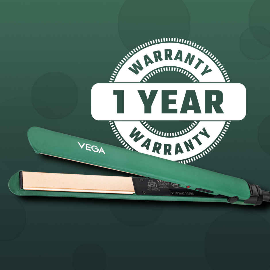 Vega Salon Smooth Hair Straightener for Women with Quick Heatup, 1 Year Warranty, Green (VHSH-42)