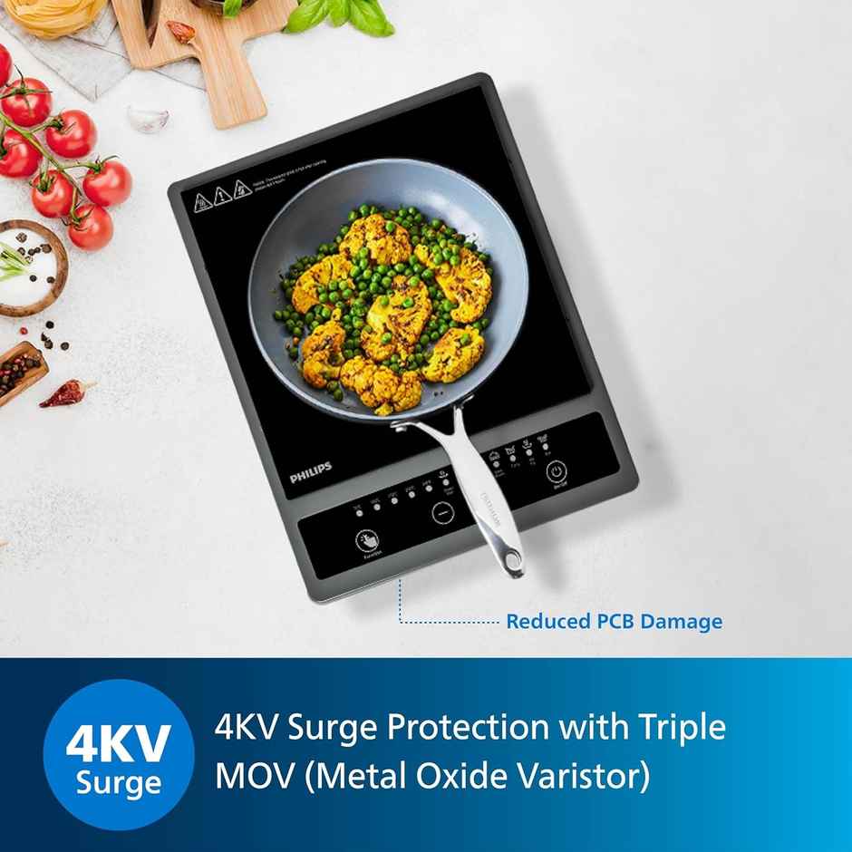 Philips Hd4934/00 1300W Induction Cooktop With Triple Mov With Soft Touch Control