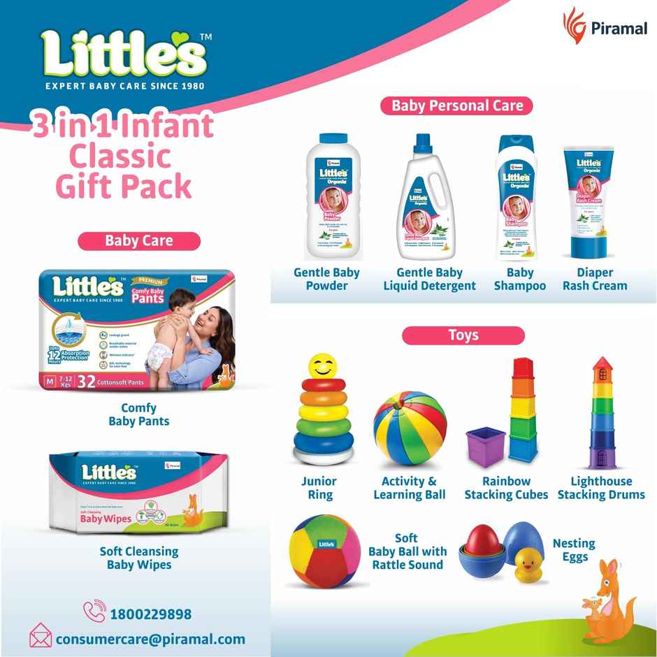 Little's 3 in 1 Infant Classic Gift Pack I Activity & Learning Toys for Babies I Multicolour