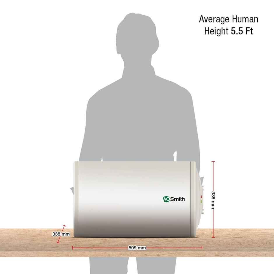 AO Smith HAS-X1-015-RHS Storage 15 Litre Horizontal Water Heater (Geyser)