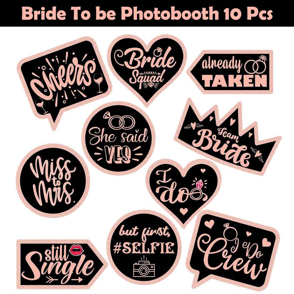 Party Propz Bride To Be Props Set | Bachelorette Party - Wedding | Pack Of 10