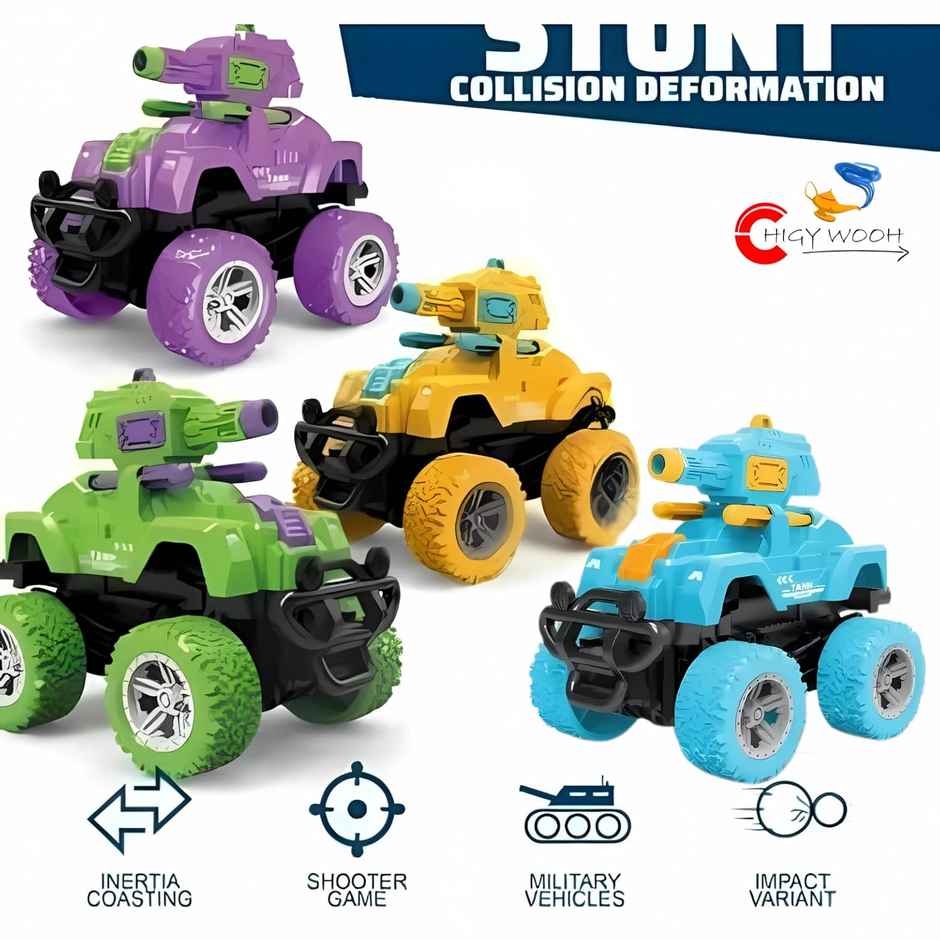 Chigy Wooh Friction Powered Tank Launcher Truck for Kids | 4WD Push & Go Shooting Toy