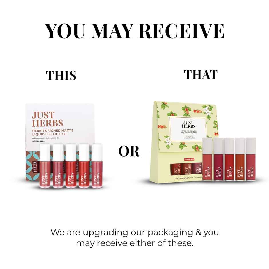 Just Herbs Enriched Liquid Lipstick Kit | Set Of 5 | Deeps And Red