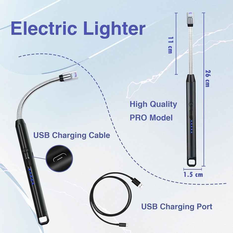 DALUCI Electric Gas Lighter USB Rechargeable Long Neck Flameless Stove Lighter Multicolor